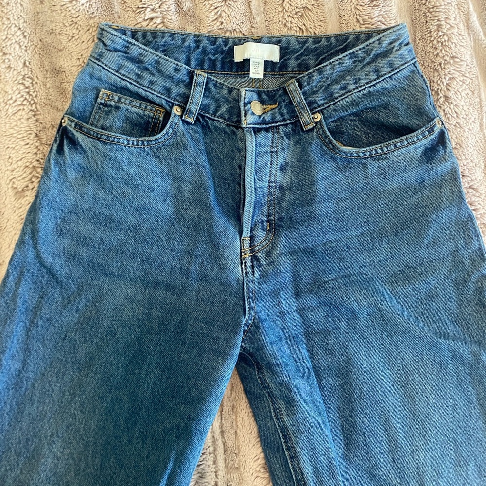 H&M high rise wide leg denim jeans